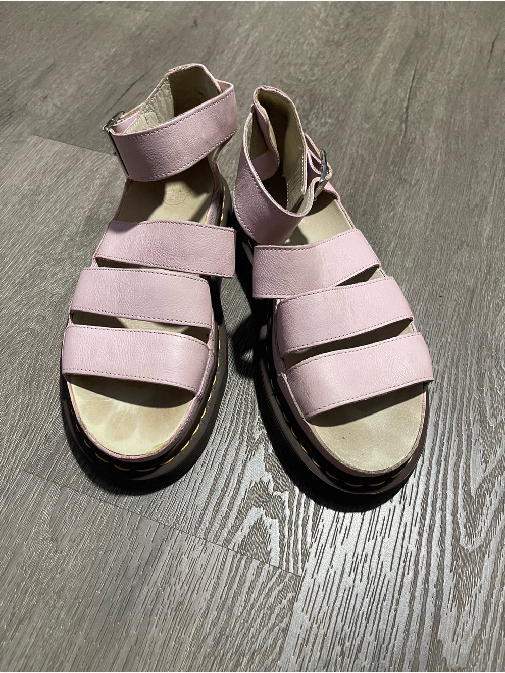 Dr. Martens Pink Triple-Strap Platform Sandals